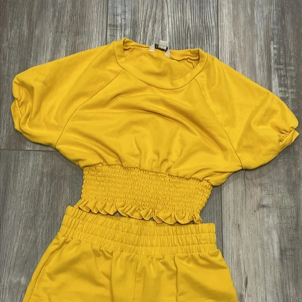 Habitual cropped yellow top and wide leg pants size 10